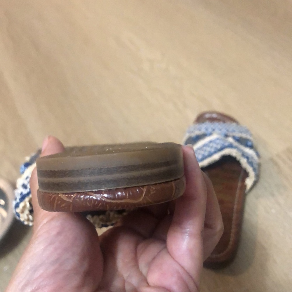 Sam Edelman blue wicker sandals . Some wear on bottom sole but in good condition - Picture 2 of 4